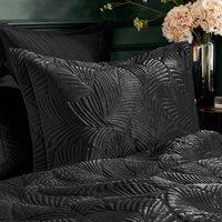 Palmeria Quilted Velvet 48cm x 74cm Pillowcase Black
