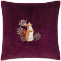 Pineberry Forest Piped Velvet Filled Cushion 45cm x 45cm Plum