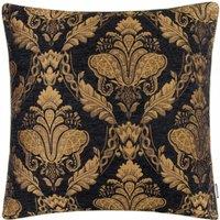 Shiraz Floral Jacquard Filled Cushion 55cm x 55cm Black