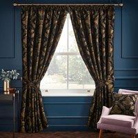 Shiraz Traditional Jacquard Ready Made Curtains Black