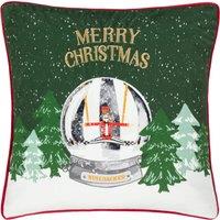Showtime Embroidered Velvet Filled Cushion 45cm x 45cm Pine Red