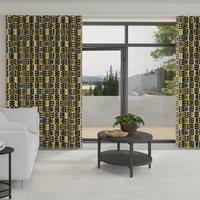 Orla Kiely Spot Flower Stem Made to Measure Wave Curtain + FREE Track Yellow Grey
