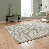 Catherine Lansfield Sorral Leaves Botanical Rug Sage Green