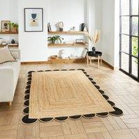 Savannah Black Scallop Jute Natural Material Rug Black Jute