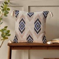 Pineapple Elephant Emir Ikat Tassel 45cm x 45cm Filled Cushion Navy Blue
