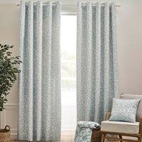 Catherine Lansfield Brooke Floral Ready Made Eyelet Curtains Duckegg