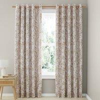 Catherine Lansfield Sorrel Leaf Reversible Ready Made Eyelet Curtains 66'' x 90'' Natural