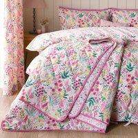 Catherine Lansfield Tilly Floral Reversible 220cm x 230cm Bedspread Set Pink