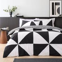Style Sisters Bold Geo Pure Cotton Duvet Cover Bedding Set Black White