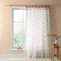 Pineapple Elephant Woodblock Floral Tie Top Voile Curtain Ready Made Single Voile Curtain Clay