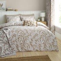 Catherine Lansfield Sorrel Leaf Reversible Duvet Cover Bedding Set Natural