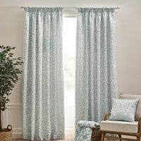 Catherine Lansfield Brooke Floral Ready Made Pencil Pleat Curtains Duckegg