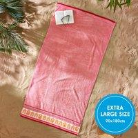 Catherine Lansfield Beach Huts Absorbent Beach Towel Coral