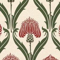 ANTE DECOR Highland Thistle Digital Print Fabric Cream Red