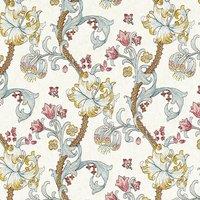 William Morris Golden Lily Embroidered Fabric Plum Denim