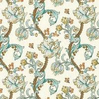 William Morris Golden Lily Embroidered Fabric Linen Teal