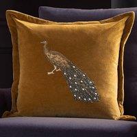 Voyage Maison Mayura Embroidered Velvet 55cm x 55cm Feather Filled Cushion Mustard