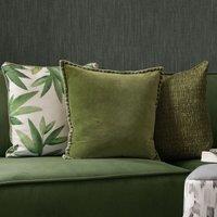 Voyage Maison Stitch Embroidered Velvet Feather Filled Cushion 50cm x 50cm Grass