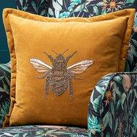 Voyage Maison Layla Embroidered Velvet Feather Filled Cushion 50cm x 50cm Mustard