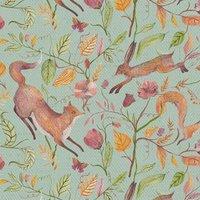 Voyage Maison Leaping Into The Fauna Fabric Duck Egg Blue