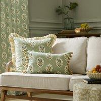 Sanderson Sessile Leaf Pom Pom Trim Printed 30cm x 50cm Filled Boudoir Sage