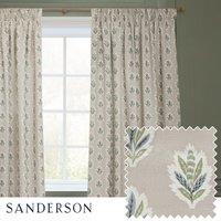 Sanderson Sessile Leaf Printed Ready Made Pencil Pleat Curtains Flax