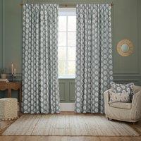 Sanderson Sessile Leaf Printed Ready Made Pencil Pleat Curtains Delph Blue