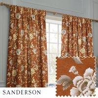 Sanderson Porcelain Garden Printed Chenille Ready Made Pencil Pleat Curtains Rust
