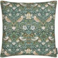 Morris & Co. Strawberry Thief Piped Outdoor 50cm x 50cm Filled Cushion Forest Green