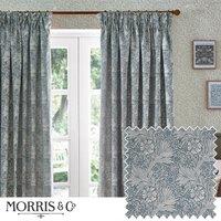 Morris & Co. Marigold Jacquard Floral Ready Made Pencil Pleat Curtains Indigo