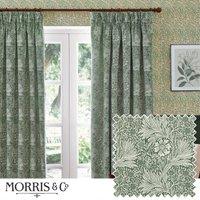 Morris & Co. Marigold Jacquard Floral Ready Made Pencil Pleat Curtains Leaf Green
