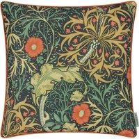 Morris & Co. Seaweed Printed Piped Outdoor 50cm x 50cm Filled Cushion Indigo