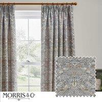 Morris & Co. Strawberry Thief Jacquard Floral Ready Made Pencil Pleat Curtains Biscuit