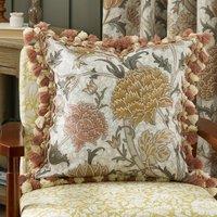 Morris & Co. Cray Tasselled Printed Velvet 55cm x 55cm Filled Cushion Stone Clay