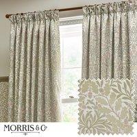 Morris & Co. Acorn Multi Floral Jacquard Chenille Ready Made Pencil Pleat Curtains Stone Sage