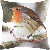 Evans Lichfield Photo Robin 43cm x 43cm Filled Cushion Moss