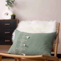 furn. Pritta Cotton Embroidered Tasselled 40cm x 60cm Filled Boudoir Eucalyptus