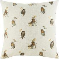 Evans Lichfield Oakwood Robins Repeat 43cm x 43cm Filled Cushion Golden