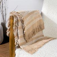 Hoem Jour Woven Fringed 130cm x 180cm Throw Nougat