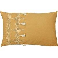 furn. Pritta Cotton Embroidered Tasselled 40cm x 60cm Filled Boudoir Mustard