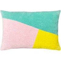 furn. Morella Abstract Velvet 40cm x 60cm Filled Boudoir Mint Pink Lemon