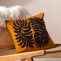 furn. Maldive Botanical Velvet Tufted 45cm x 45cm Filled Cushion Ginger