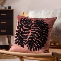 furn. Maldive Botanical Velvet Tufted 45cm x 45cm Filled Cushion Rustic Brown