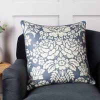 Paoletti Melrose Floral Piped 50cm x 50cm Filled Cushion Slate Blue