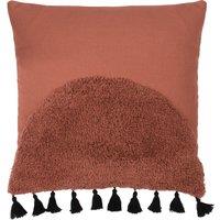 furn. Radian Semi Circle Tufted Cotton Tasselled 45cm x 45cm Filled Cushion Brick
