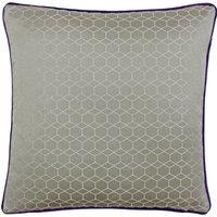 Paoletti Balham Piped Trim 45cm x 45cm Filled Cushion Taupe Purple