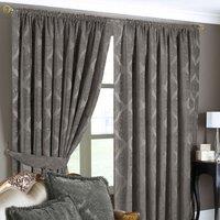 Paoletti Winchester Jacquard Ready Made Pencil Pleat Curtains Mocha