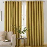 furn. Moon Premium Thermal Ready Made Pencil Pleat Blackout Curtains Ochre