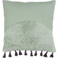 furn. Radian Semi Circle Tufted Cotton Tasselled 45cm x 45cm Filled Cushion Eucalyptus