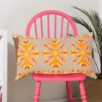 furn. Kalina Embroidered Cotton 35cm x 60cm Filled Boudoir Cushion Orange